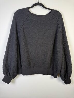 Free People Women’s Found My Friend textured sweatshirt, Black, Size: XL